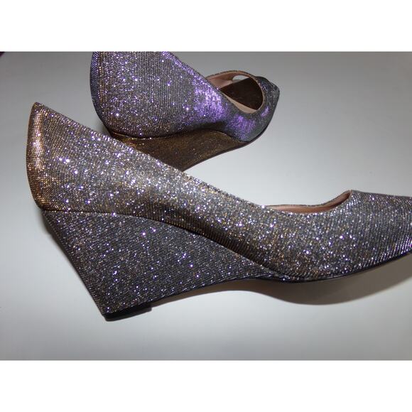 Kate Spade New York glitter peep toe wedge heels 8 1/2 B evening party work - Picture 6 of 6